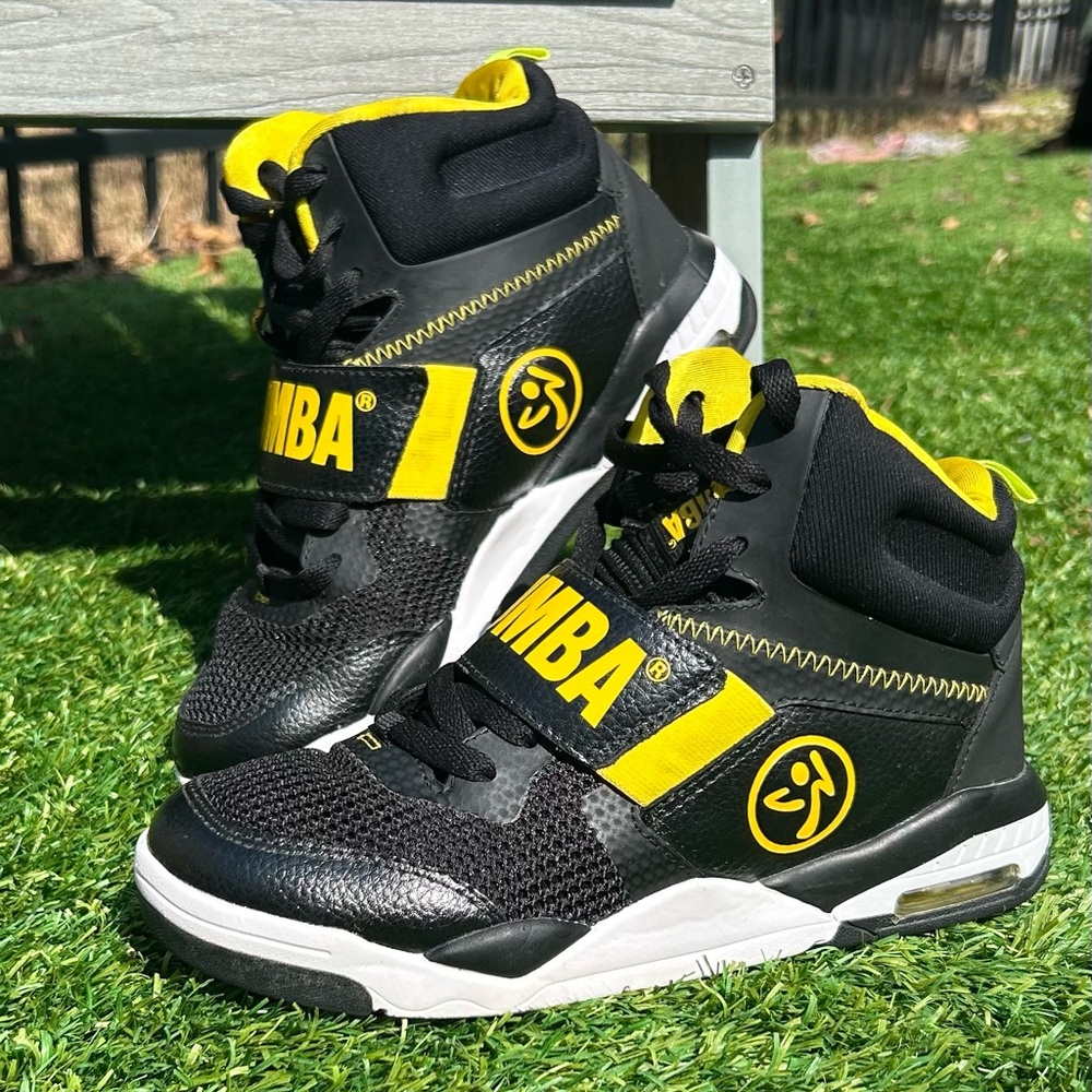 Zumba Court Air 2.0 Women’s 7 Sneakers Black Yellow High Top Shoes fitness Dance